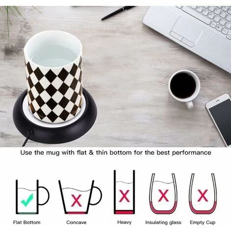 MODOU - USB Cup Warmer, Plate Drink Warmer, Heated Coasters For Coffee Warmer Utensils For Bar Office Home (Black) 5 MODOU - USB Cup Warmer, Plate Drink Warmer, Heated Coasters For Coffee Warmer Utensils For Bar Office Home (Black) - Image 3