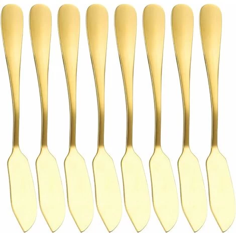 8 Pieces Butter Knife Jam Knife, Stainless Steel Butter Knives, For Butter, Cream, Cheese, Chocolate, Ketchup, Mirror Polished, Dishwasher Safe, Gold - MODOU 3 8 Pieces Butter Knife Jam Knife, Stainless Steel Butter Knives, For Butter, Cream, Cheese, Chocolate, Ketchup, Mirror Polished, Dishwasher Safe, Gold - MODOU