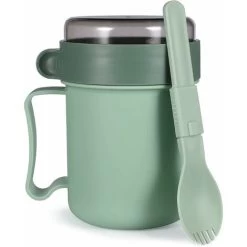 Microwaveable Soup Mug With Lid And Spoon Soup To-Go Container Cereal Cup With Lid For Soups Noodles Hot Cereals And More Reusable - MODOU