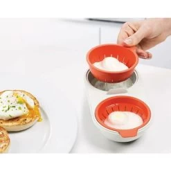 Microwave Egg Cooker, 2-piece Plastic Double-cup Portable Large-capacity Egg Pot, With Cover, Suitable For Microwave Kitchen