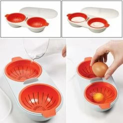 Microwave Egg Cooker, 2-piece Plastic Double-cup Portable Large-capacity Egg Pot, With Cover, Suitable For Microwave Kitchen -Kitchen Appliances Discounts 90104751 3