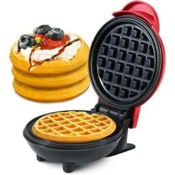 Mini Waffle Maker Machine For Individual Waffles, Paninis, Hash Browns Red