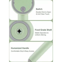 Detachable Double-Stick USB Egg Beater Portable Electric Egg Whisk Cordless 3-Speed Adjustable Stainless Steel Kitchen Mixer, Green -Kitchen Appliances Discounts 90818441 4