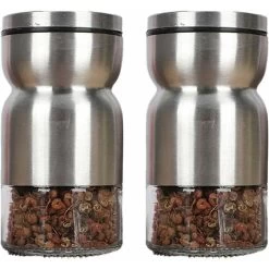 Stainless Steel Glass Spice Bottle Spice Jar Home Kitchen Cooking Stainless Steel Color Pepper Bottle