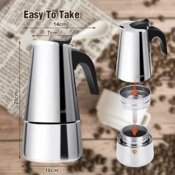 Moka Italian Coffee Maker Stainless Steel Pressure Coffee Maker 300ml Large Capacity Induction Hob Compatible With Ergonomic Handle 10 Moka Italian Coffee Maker Stainless Steel Pressure Coffee Maker 300ml Large Capacity Induction Hob Compatible With Ergonomic Handle -Kitchen Appliances Discounts 91171562 4