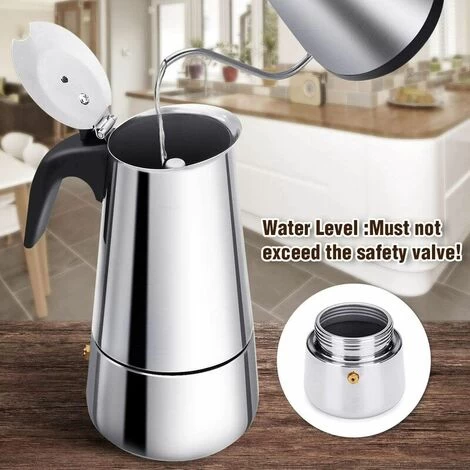 Moka Italian Coffee Maker Stainless Steel Pressure Coffee Maker 300ml Large Capacity Induction Hob Compatible With Ergonomic Handle 7 Moka Italian Coffee Maker Stainless Steel Pressure Coffee Maker 300ml Large Capacity Induction Hob Compatible With Ergonomic Handle - Image 5