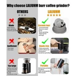 Portable Electric Coffee Grinder, Rechargeable Compact Grinder, Adjustable Ceramic Cone Grinder, Fine Grind, Perfect For On The Go -Kitchen Appliances Discounts 91179784 3