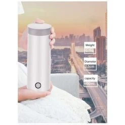 Mini Stainless Steel Travel Kettle With Portable Cup EU Adapter White. -Kitchen Appliances Discounts 91891423 5