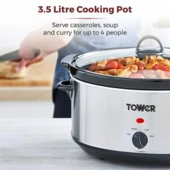 Tower 3.5 Litre Stainless Steel Slow Cooker -Kitchen Appliances Discounts 91972081 3