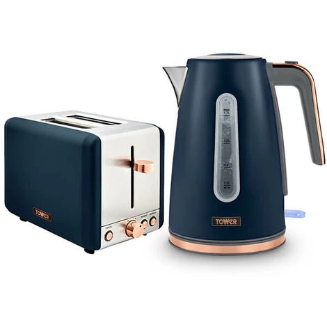 Tower Cavaletto Jug Kettle And 2 Slice Toaster Set Midnight Blue 3 Tower Cavaletto Jug Kettle And 2 Slice Toaster Set Midnight Blue