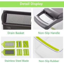 12 In 1 Kitchen Mandoline, Professional Kitchen Mandoline With 6 Replaceable Blades, Multifunctional Vegetable Cutter For Slicing, Cutting And Shredding Vegetables -Kitchen Appliances Discounts 92864650 3