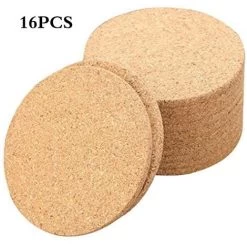 16 Piece Round Natural Cork Coasters Absorbent Eco-Friendly Heat Resistant Reusable -Kitchen Appliances Discounts 92867766 3