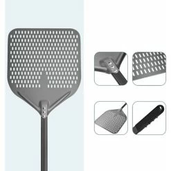 14 Perforated Pizza Peel, Long Rod Hard Anodized Alumina Pizza Peel, Super Large Swivel Pizza Peel, Professional Pizza Paddle, Overall Size 34.8 -Kitchen Appliances Discounts 93527161 3