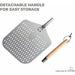 Perforated Pizza Peel, Professional 12 X 14 Car Peeled Alumina Anodized Blade With Removable Wooden Handle For Homemade Pizza -Kitchen Appliances Discounts 93531471 3