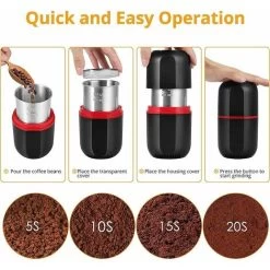 150W Electric Coffee Grinder, Bean Grinder, 120g Capacity, With Cleaning Brush, 2-in-1 Teaspoon And Tamper (Black) -Kitchen Appliances Discounts 93888626 3