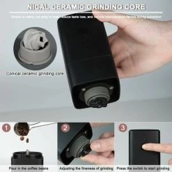 Portable Electric Coffee Grinder, Coffee Grinder 1300mAh USB Rechargeable Coffee Grinder With Brush For Coffee Beans, Spices, Nuts -Kitchen Appliances Discounts 93891685 4