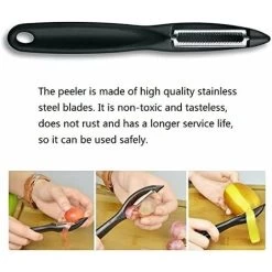 Fruit Peeler Universal Eplucheur With Ergonomic Stainless Steel Blades For Potato And Carrot Vegetable Peeler (black Serrated Edge Planed Color Box) 9 Fruit Peeler Universal Eplucheur With Ergonomic Stainless Steel Blades For Potato And Carrot Vegetable Peeler (black Serrated Edge Planed Color Box) -Kitchen Appliances Discounts 94962538 3