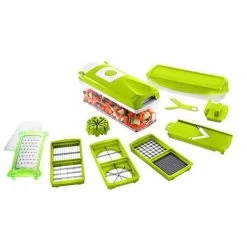 Genius Nicer Dicer Smart (12 Pcs.) In Green - Vegetable Cutter For Cubes, Sticks, Slices, Strips And Quarters - Salad Cutter Mandolin Cucumber Slicer