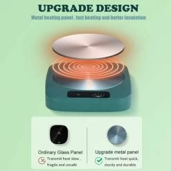 Coffee Mug Cup Warmer Coaster For Coffee Tea Cocoa Milk Food Fruits Candle, Aluminum Metal Panel, Safe Reliable, Green (4" X 5") -Kitchen Appliances Discounts 95523688 3