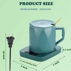 Coffee Mug Cup Warmer Coaster For Coffee Tea Cocoa Milk Food Fruits Candle, Aluminum Metal Panel, Safe Reliable, Green (4" X 5") -Kitchen Appliances Discounts 95523688 5