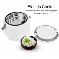 1.6 L Mini Rice Cooker - 12V Electric Food Steamer - Household Multi Cooker Portable Rice Cooking Steaming Pot For Car/Home/Travel - Kitchen Tool Instant Keep Warm (White) -Kitchen Appliances Discounts 95534279 3