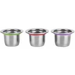 3Pcs Refillable Coffee Capsule Cups, Stainless Steel Reusable Coffee Nespresso Pod Filters, 35x22x20mm