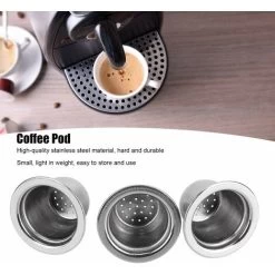 3Pcs Refillable Coffee Capsule Cups, Stainless Steel Reusable Coffee Nespresso Pod Filters, 35x22x20mm -Kitchen Appliances Discounts 95534349 3