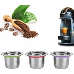 3Pcs Refillable Coffee Capsule Cups, Stainless Steel Reusable Coffee Nespresso Pod Filters, 35x22x20mm -Kitchen Appliances Discounts 95534349 4