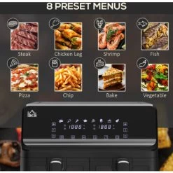 HOMCOM Dual Air Fryer 8L Family Size W/ 2 Basket 8 Presets Cookbook Timer 2500W -Kitchen Appliances Discounts 95636724 5