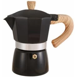 300ml Italian Wooden Handle Mocha Coffee Pot Aluminum Pot (black)