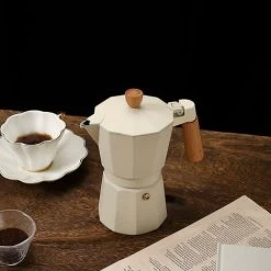 300ml Italian Wooden Handle Mocha Coffee Pot Aluminum Pot (black) -Kitchen Appliances Discounts 95709160 4