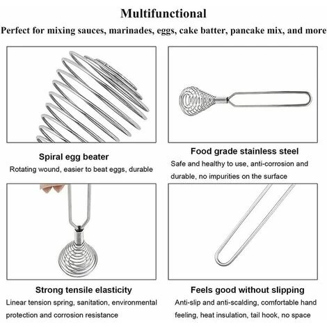 GTA Mixer Variety Stainless Steel Spring Coil Whisk Wire Whisk Cream Egg Beater Sauce Cream Hand Mixer Kitchen Tool Accessories 6 GTA Mixer Variety Stainless Steel Spring Coil Whisk Wire Whisk Cream Egg Beater Sauce Cream Hand Mixer Kitchen Tool Accessories - Image 4