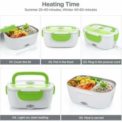 Electric Food Warmer For Car And Home Office-12V-24V/110V 40W Portable Food Warmer, Heated Lunch Box For Men And Adults With Food Grade Stainless Steel Container -Kitchen Appliances Discounts 95726334 5