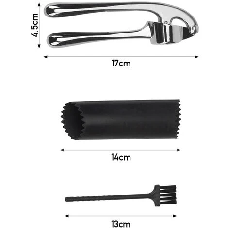 Livingandhome Set Of 3 Garlic Press With Roller Peeler And Brush 7 Livingandhome Set Of 3 Garlic Press With Roller Peeler And Brush - Image 5