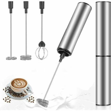 Electric Milk Frother, USB Rechargeable Milk Frother And Mini Beater With Dual Head Whisk, Stainless Steel Mixer For Coffee Cream Cappuccino Latte Cocktails Juice 3 Electric Milk Frother, USB Rechargeable Milk Frother And Mini Beater With Dual Head Whisk, Stainless Steel Mixer For Coffee Cream Cappuccino Latte Cocktails Juice