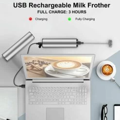 Electric Milk Frother, USB Rechargeable Milk Frother And Mini Beater With Dual Head Whisk, Stainless Steel Mixer For Coffee Cream Cappuccino Latte Cocktails Juice 10 Electric Milk Frother, USB Rechargeable Milk Frother And Mini Beater With Dual Head Whisk, Stainless Steel Mixer For Coffee Cream Cappuccino Latte Cocktails Juice -Kitchen Appliances Discounts 95877348 4