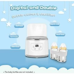 In 1 Baby Bottle Warmer Baby Bottle Steam Sterilizer Fast Baby Food Warmer 2 Bottle Capacity Adjustable Temperature With LED Display For Baby Bottles, EU 400W -Kitchen Appliances Discounts 96001175 3