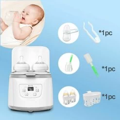 In 1 Baby Bottle Warmer Baby Bottle Steam Sterilizer Fast Baby Food Warmer 2 Bottle Capacity Adjustable Temperature With LED Display For Baby Bottles, EU 400W -Kitchen Appliances Discounts 96001175 4