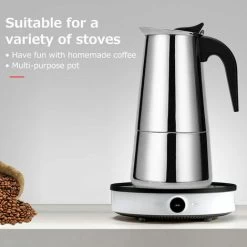 Stainless Steel Coffee Maker Portable Electric Coffee Maker Mocha Latte Stove Espresso Filter Pot European Coffee Cup (300ml) 11 Stainless Steel Coffee Maker Portable Electric Coffee Maker Mocha Latte Stove Espresso Filter Pot European Coffee Cup (300ml) -Kitchen Appliances Discounts 96004718 5