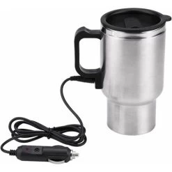 Electric Heating Travel Mug 12V 454ML Stainless Steel Travel Cup With Lid And Handle Electric Insulated Plug Kettles Car Coffee Mug Heater,16.5CM