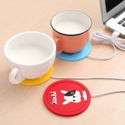 LITZEE Cup Warmer 1pcs Cup Warmer Drink Coaster, Cartoon Silicone USB Cup Warmer Coaster Coffee Cup Electric Heating Pad Drink Coaster Drink Warmer Pad Portable Coffee Tea Pad For Home, Office。Blue -Kitchen Appliances Discounts 96305884 5