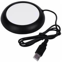 USB Wood Grain Cup Warmer Heat Beverage Warmer Desktop Tea Cup Mat Heating Pad Black