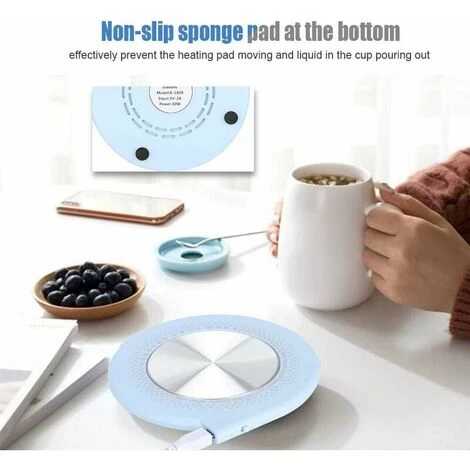 USB Mug Heater Mat, Coffee Cup Warmer For Office/Home/Office USB Heating Insulation Coaster Mug Warmer (Blue) 5 USB Mug Heater Mat, Coffee Cup Warmer For Office/Home/Office USB Heating Insulation Coaster Mug Warmer (Blue) - Image 3