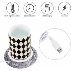 USB Wood Grain Mug Warmer Hot Beverage Cup Mat Office Tea Coffee Warmer Mat Water Beads Pattern -Kitchen Appliances Discounts 97104790 3