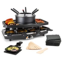 Klarstein Entrecôte 2-in-1 Raclette Grill & Fondue Natural Stone 1100W 8 Persons Coasters