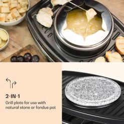 Klarstein Entrecôte 2-in-1 Raclette Grill & Fondue Natural Stone 1100W 8 Persons Coasters -Kitchen Appliances Discounts 97224497 3