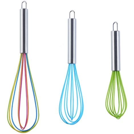 Whip Set Non-Stick, Non-Scratch, Egg Beater For Baking, Pastry, Whisking, Stirring 3 Pack 3 Whip Set Non-Stick, Non-Scratch, Egg Beater For Baking, Pastry, Whisking, Stirring 3 Pack
