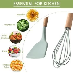 Piece Bpa Free Nonstick Silicone Kitchen Utensil Set, Heat Resistant Silicone With Wooden Handle -Kitchen Appliances Discounts 97377895 3