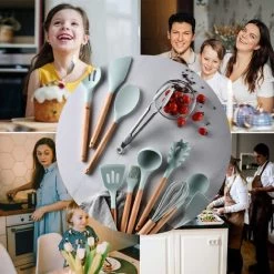 Piece Bpa Free Nonstick Silicone Kitchen Utensil Set, Heat Resistant Silicone With Wooden Handle -Kitchen Appliances Discounts 97377895 5