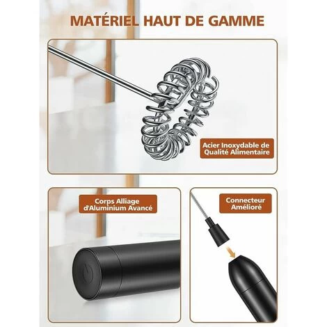 Milk Frother, Stainless Steel & Aluminum Alloy Electric Milk Frother With 12000 RPM Super Powerful Motor For Coffees, Espressos, Lattes And Cappuccinos 6 Milk Frother, Stainless Steel & Aluminum Alloy Electric Milk Frother With 12000 RPM Super Powerful Motor For Coffees, Espressos, Lattes And Cappuccinos - Image 4